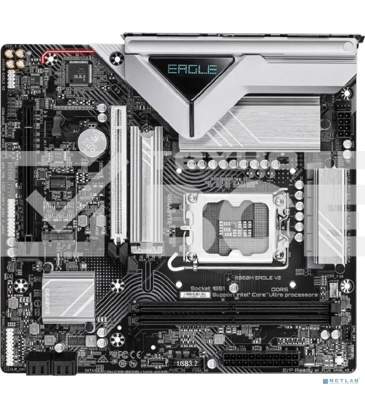 Материнская плата Gigabyte B860M EAGLE V2, LGA1851, Intel B860, 2xDDR5, 4xSATA, 2xM.2, 1xPCIe 5.0 x16, 1xPCIe 4.0 x4, 1xDP, 1xHDMI, 1x2.5Gb LAN, 3xUSB-A 5Gbps, 7xUSB-A 2.0, 1xUSB-C 5Gbps, 3x3.5 мм, 7.1, mATX