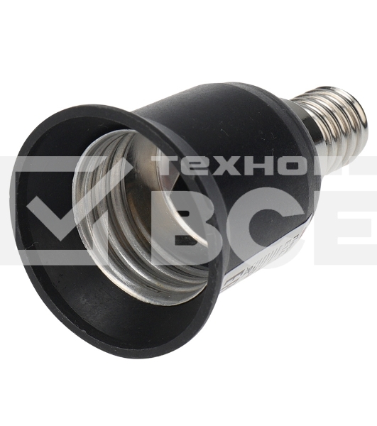 Переходник цокольный E14-E27 черный Rexant