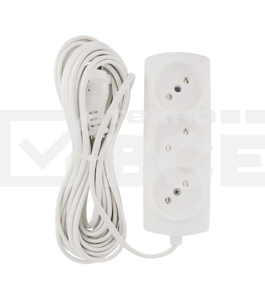 Удлинитель PROconnect STANDARD 3 гнезда, 7 м, 2х0.75 мм², б/з, белый
