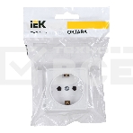 Розетка Iek ERO11-K01-16-DC РС20-3-ОБ 1местн. c з/к 16А откр.уст. ОКТАВА (белый), фото3
