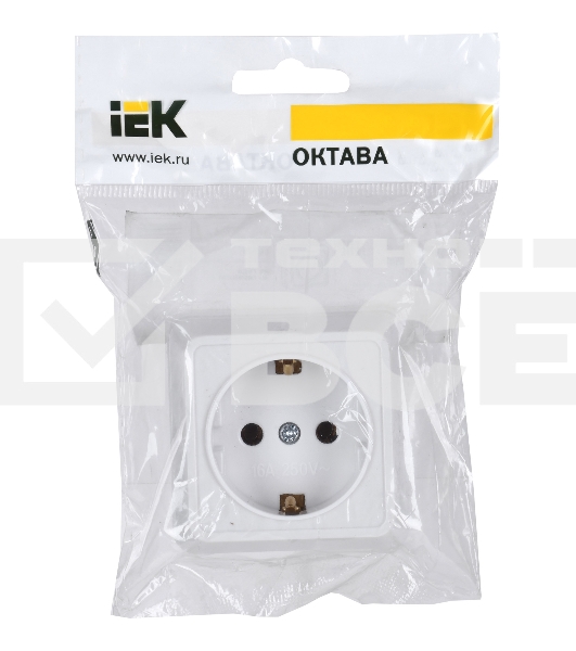 Розетка Iek ERO11-K01-16-DC РС20-3-ОБ 1местн. c з/к 16А откр.уст. ОКТАВА (белый)