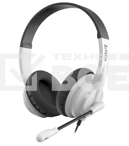 Наушники с микрофоном A4Tech HU-10 черный/белый 2м накладные USB оголовье