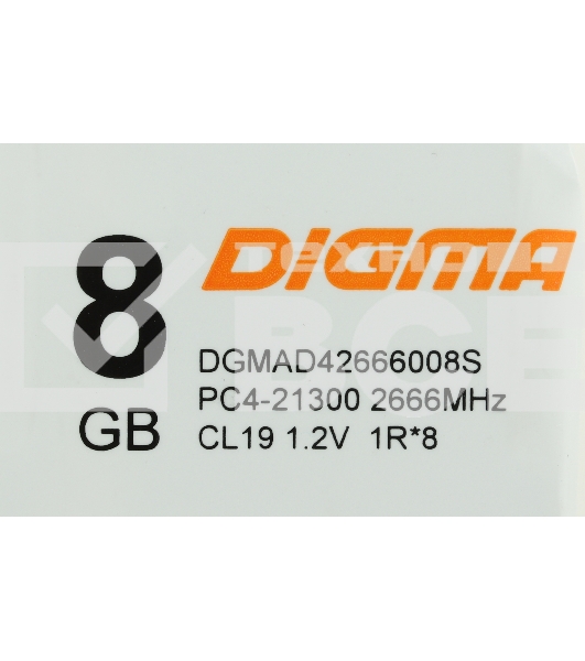 Оперативная память Digma, DDR4, 8GB (1x8GB), 2666MHz, CL19, DIMM