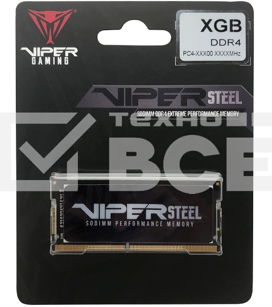 Оперативная память Patriot Steel Series, DDR4, 16GB (1x16 GB), 3200 MHz, CL22, радиатор, чёрный, SO-DIMM