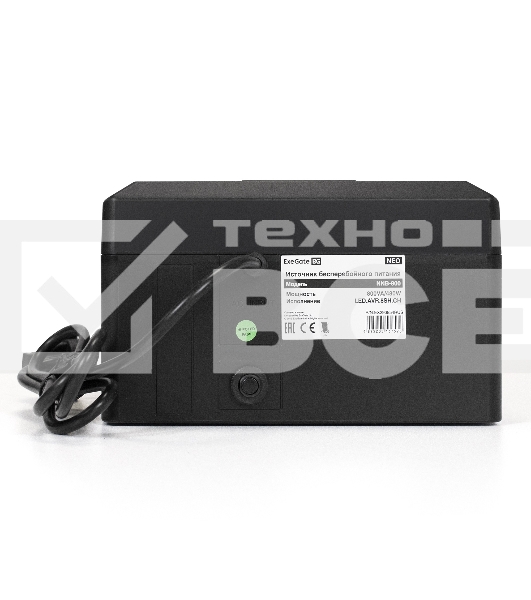 Источник бесперебойного питания ExeGate NEO NNB-800.LED.AVR.8SH.CH <800VA/480W, LED, AVR, 8*Schuko, 4*USB-порта для зарядки, Black>