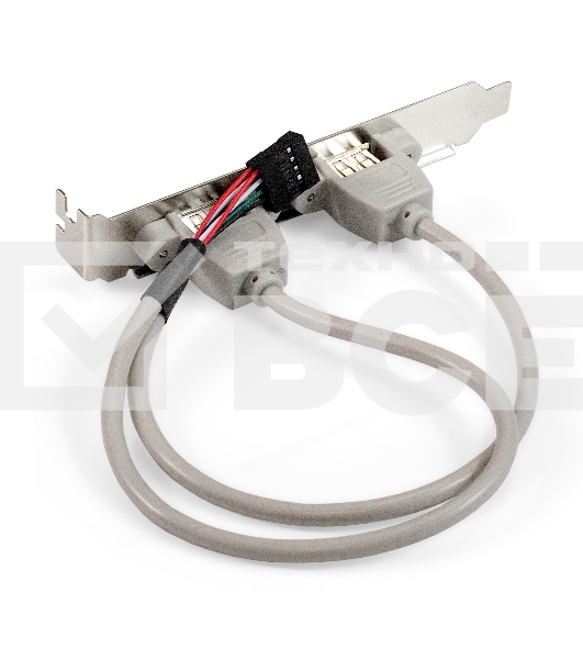 Планка портов в корпус 2xUSB2.0 ExeGate BrctUSB2-2A (USB 2.0 9pin (IDC 9pin F) --> 2x USB 2.0 Af, кабель 20см)