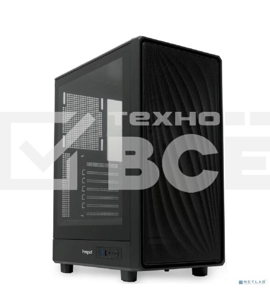 Компьютерный корпус без блока питания HSPD M510, Mesh Mid Tower, черный, TG, 0.5 SPCC, no fans ATX, mATX, mITX 180/280/160мм 1x2.5', 1x3.5', 7xPCI 1xUSB-A 3.0, 1xUSB-A 1.0 517x277x418мм