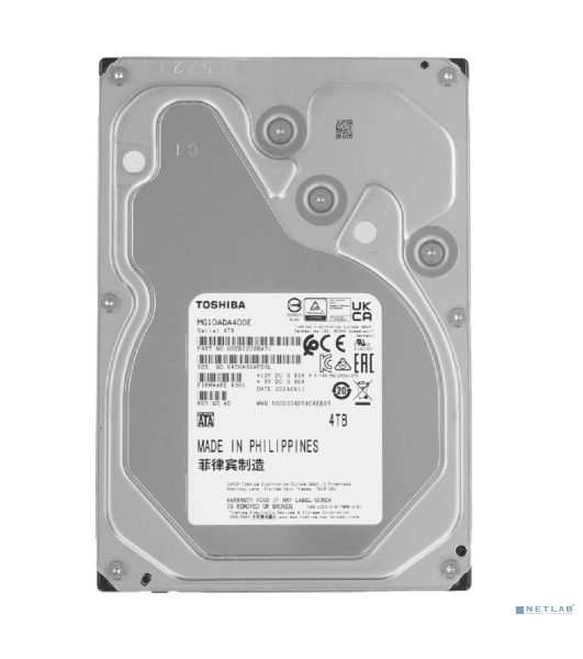 Жесткий диск Toshiba Enterprise HDD 3.5' SATA 4Tb, 7200 rpm, 512MB buffer, 512e/4Kn, MG10ADA400E, 1 year