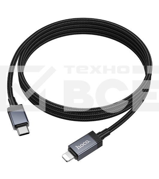 Кабель USB2.0 Hoco Type-C/Lightning, 2.4А, 27Вт,с дисплеем, X118, 1м, черный, коробка
