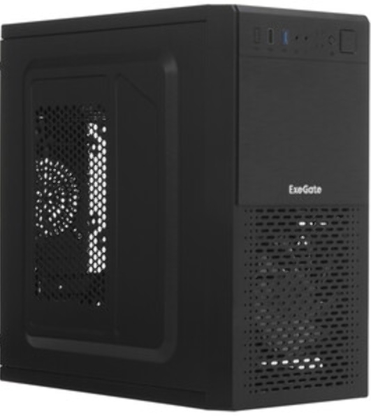 Компьютерный корпус Minitower ExeGate mEVO-7807-NPX600 (mATX, БП 600NPX 12см, 1хUSB+1хUSB 3.0, черный 1x12см с RGb подсветкой)