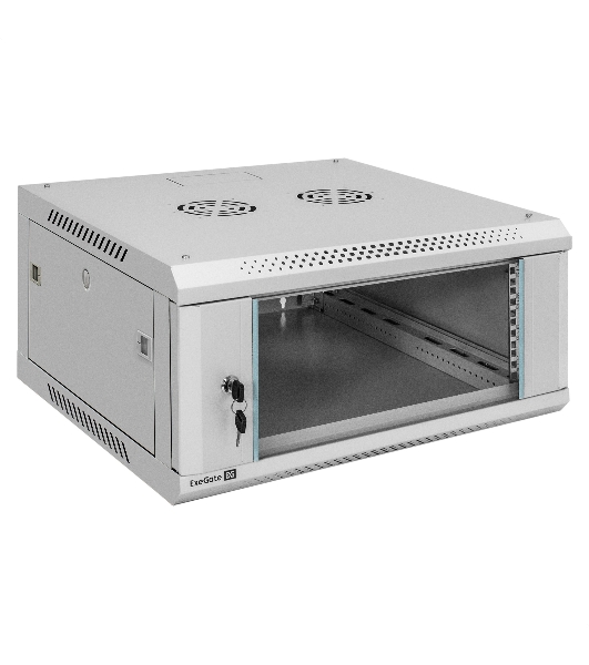 Шкаф телекоммуникационный 19' настенный 4U ExeGate EC-WM-4U.600.G.GREY (19”, 4U, 600x600x280mm (ШхГхВ), передняя дверь закаленное стекло, съемные боковые панели, пыле- и влагозащита IP23, светло-серый RAL 7035)