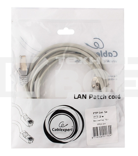 Патч-корд FTP Cablexpert кат.5e, 2м, литой, многожильный (серый)