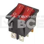 Выключатель клавишный 250V 15А (6с) ON-OFF красный с подсветкой ДВОЙНОЙ Rexant, фото2