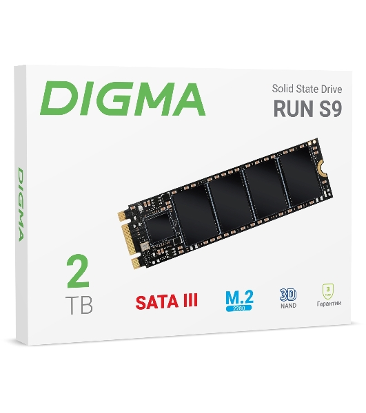 Накопитель SSD Digma Run S9, 2ТБ, SATA III, M.2 2280, R/W 530/510