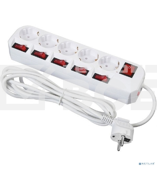 Сетевой фильтр Buro 500SH-3-SW-W 3м (5 розеток) белый (коробка)