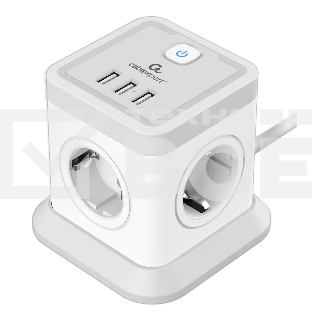 Сетевой фильтр Cablexpert Tower, TWR-4-U3-W-3, 4р, 10А, 3xUSB, 3.1А, 3м, ур.защиты 2+, белый, коробка