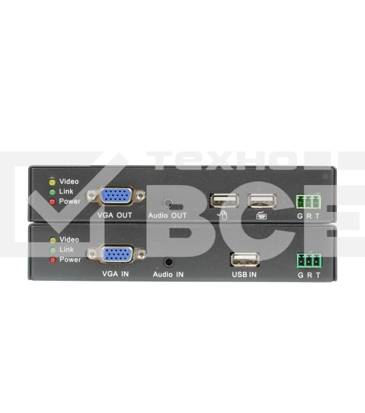 Комплект/ OSNOVO Комплект для передачи VGA, USB, RS232 и аудио по кабелю витой пары до 120м. Максимальное разрешение сигнала до 1920x1080(60Гц). Порты USB предназначены только для подключения клавиатуры и мыши