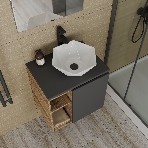 Тумба Bau Dream Blackwood 60 правая, графит, раковина BAU Crystal 40х40, смеситель для раковины высокий Hotel Black, черный, выпуск клик клак, черный, фото4