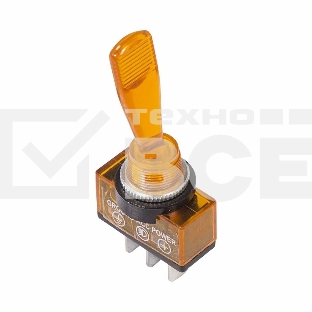 Тумблер 12V 20А (3c) ON-OFF однополюсный  с желтой подсветкой  Rexant