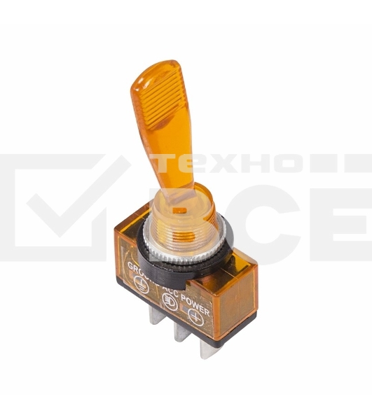 Тумблер 12V 20А (3c) ON-OFF однополюсный  с желтой подсветкой  Rexant