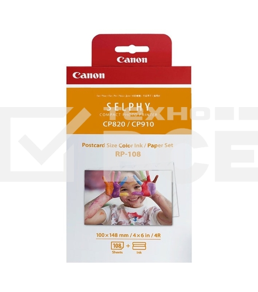 Набор Canon RP-108 (8568B001) бумага (10x15см) и цветные красители для SELPHY CP1200. 108 страниц.