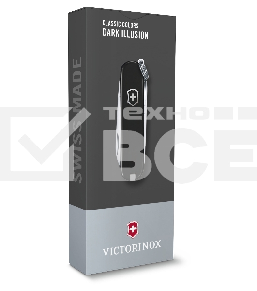Нож перочинный Victorinox Classic Dark Illusion (0.6223.3G) 58мм 7 функций черный карт.коробка