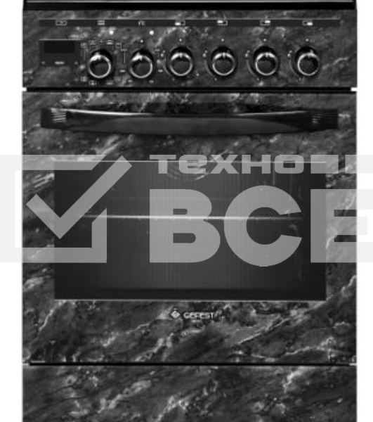 Плита комбинированная Gefest ПГЭ 5502-04 0053 черный, конфорок 4 шт, духовка 55 л, 50 см x 85 см x 58.5 см