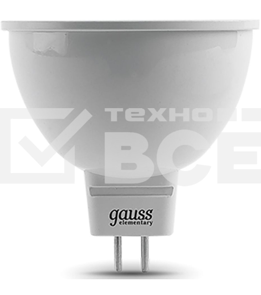 Лампа светодиодная Gauss Elementary MR16 3.5Вт цок.:GU5.3 спот 220B 4100K св.свеч.бел.ней. MR16 (упак.:10шт) (13524)