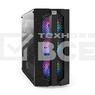 Компьютерный корпус Miditower ExeGate EVO-9205 (ATX, без БП, с окном, 1*USB+1*USB3.0, аудио, 3 вент. 12см с RGB подсветкой)