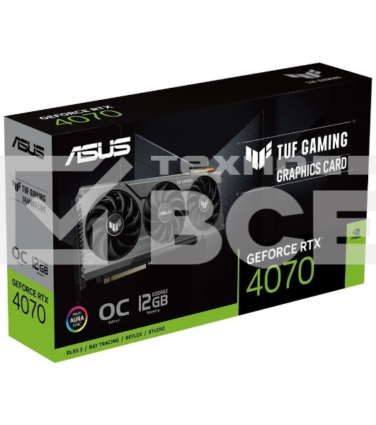 Видеокарта Asus TUF-RTX4070-O12G-GAMING NVIDIA GeForce RTX 4070 12288Mb PCI-E 4.0 192 GDDR6X 2550/21000 HDMIx1 DPx3 HDCP Ret