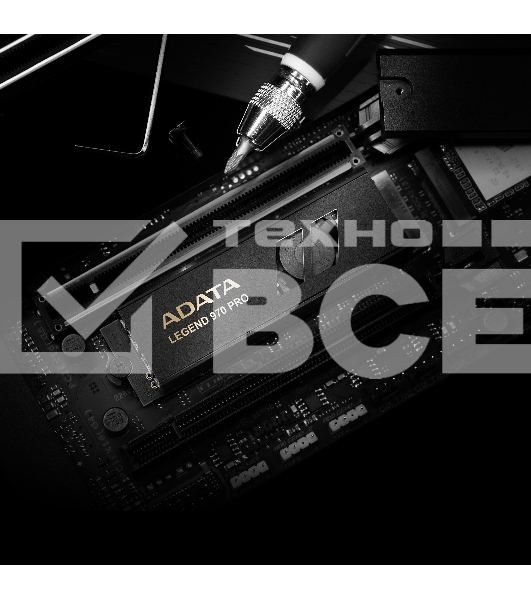 Накопитель SSD ADATA Legend 970 Pro, 1000 Гб, M.2 2280, PCIe 5.0 x4, NVMe 2.0, 3D TLC, R/W 13000/5800 МБ/сек, радиатор с вентилятором