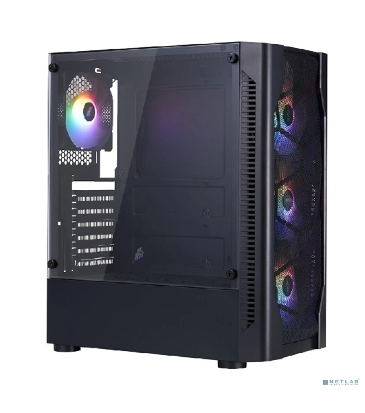 Корпус 1STPLAYER DK D4 FRGB Black, Midi-Tower, чёрный, 4 x 120 мм