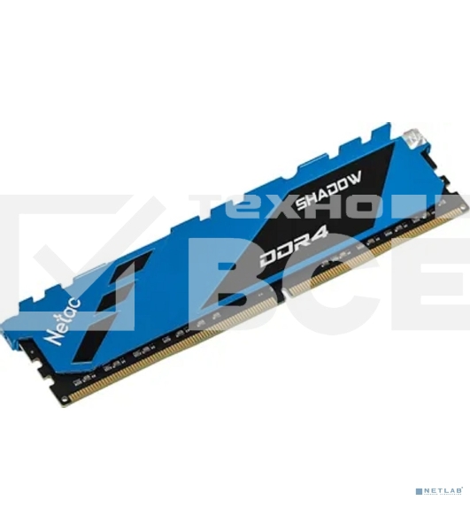 Оперативная память NETAC Shadow, DDR4, 16GB (1x16GB), 3200MHz, CL16, DIMM, с радиаторами, синий