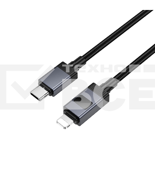 Кабель USB2.0 Hoco Type-C/Lightning, 2.4А, 27Вт,с дисплеем, X118, 1м, черный, коробка