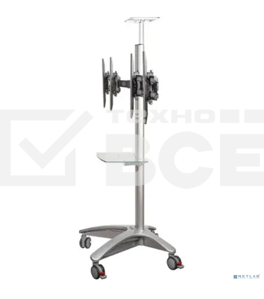 Arm media PT-STAND-15 (состоит из 2-х частей) black 1 шт/уп. Моб. стойка напол. для 2-х TV 26'-55', max 120 высота 1750мм., нак. ±15°, maxVESA 700x400