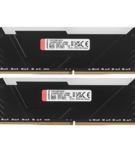 Оперативная память Kingston Fury Beast, DDR4, 32GB (2x16GB), 3200MHz, CL16, DIMM, с радиатором, RGB, черный