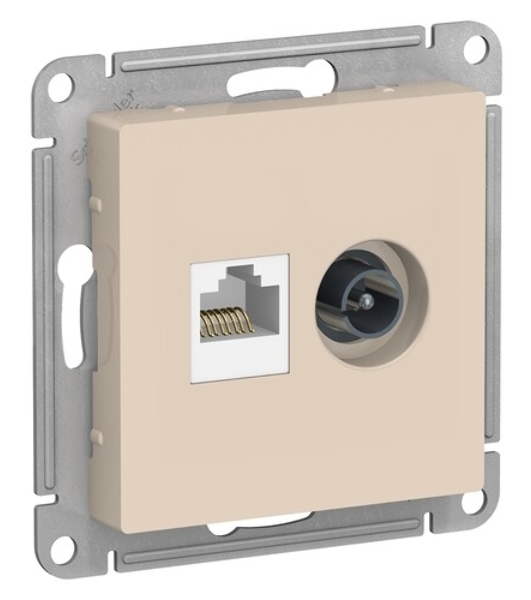 Механизм розетки 2-м AtlasDesign комп. RJ45 кат.5E+TV беж. SchE ATN000289