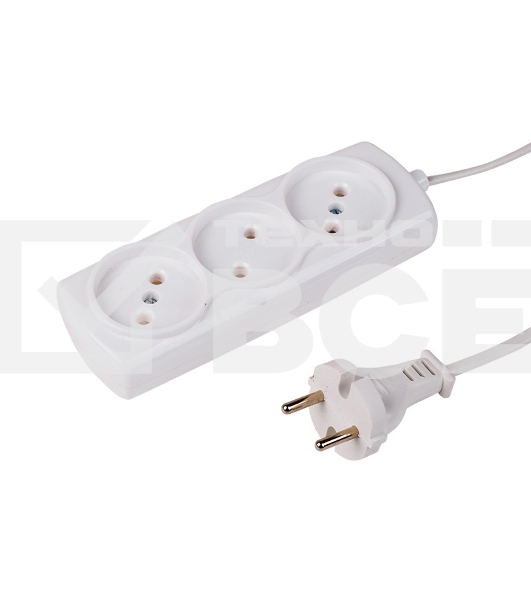Удлинитель PROconnect STANDARD 3 гнезда, 5 м, 2х0.75 мм², б/з, белый