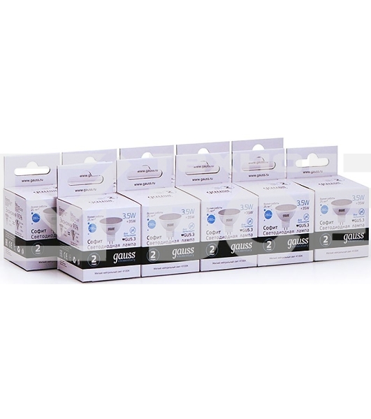 Лампа светодиодная Gauss Elementary MR16 3.5Вт цок.:GU5.3 спот 220B 4100K св.свеч.бел.ней. MR16 (упак.:10шт) (13524)