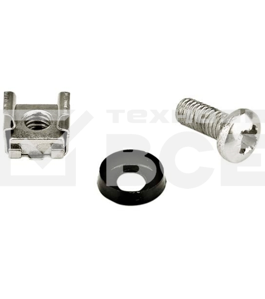Монтажное оборудование Hyperline CNS-M6-16 Комплект винт M6, квадратная гайка, шайба (16 мм)