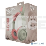 Гарнитура-Bluetooth Party Cat ВТ 0027 (бежево-розовая) c подсветкой FM-радио MicroSD накладная, фото 1