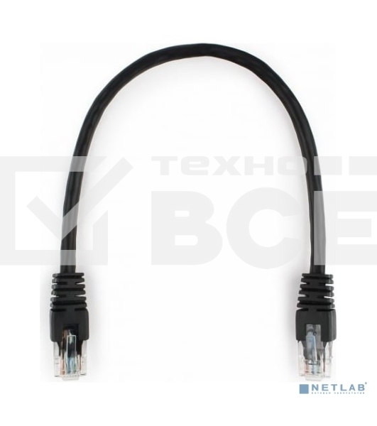 Патч-корд UTP Cablexpert PP6U-0.25M/BK кат.6, 0.25м, литой, многожильный (черный)