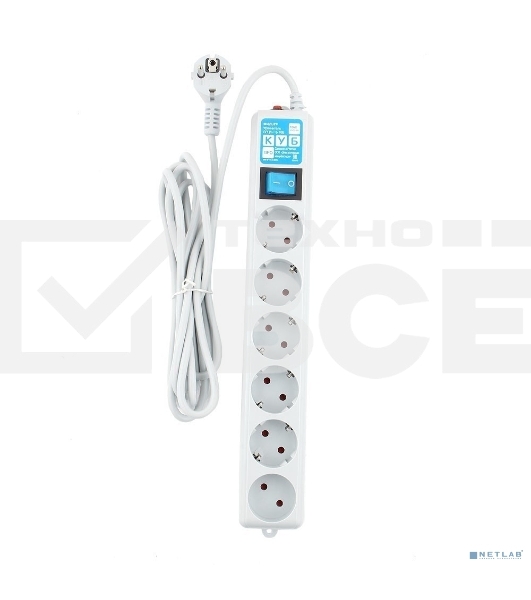 Фильтр-удлинитель PowerCube PRO (SPL(5+1)-16B-P-5М) 5.0 м, LC контур - подавление В/Ч помех, 16А/3,5 кВт