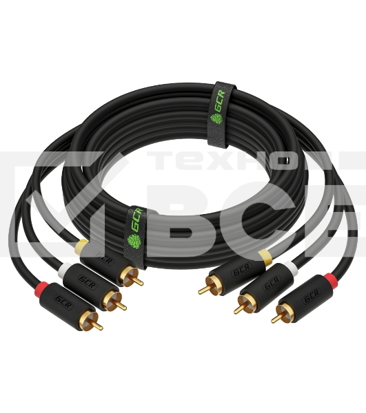 Кабель Greenconnect 1.0m видео-аудио 3 х RCA / 3 х RCA, черный
