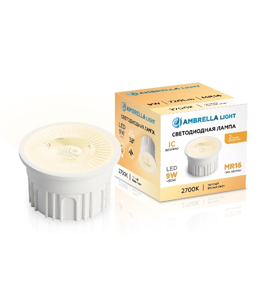 Лампа светодиодная 212201 LED MR16-PR 9W IC 2700K 220-240V 38°