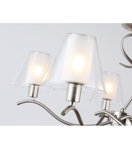 Люстра Ambrella light LH57081/5 SN/FR никель/белый матовый E14/5 max 40W D690*790