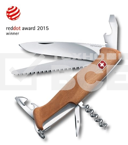 Нож перочинный Victorinox RangerWood 55 (0.9561.63) 130мм 10функций дерево карт.коробка