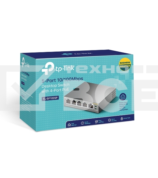 Коммутатор TP-Link SMB TL-SF1005P 5-портовый 10/100 Мбит/с настольный коммутатор с 4 портами PoE 