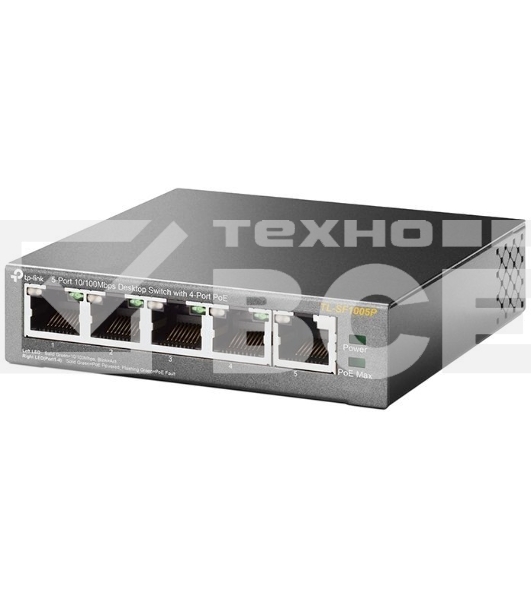 Коммутатор TP-Link SMB TL-SF1005P 5-портовый 10/100 Мбит/с настольный коммутатор с 4 портами PoE 
