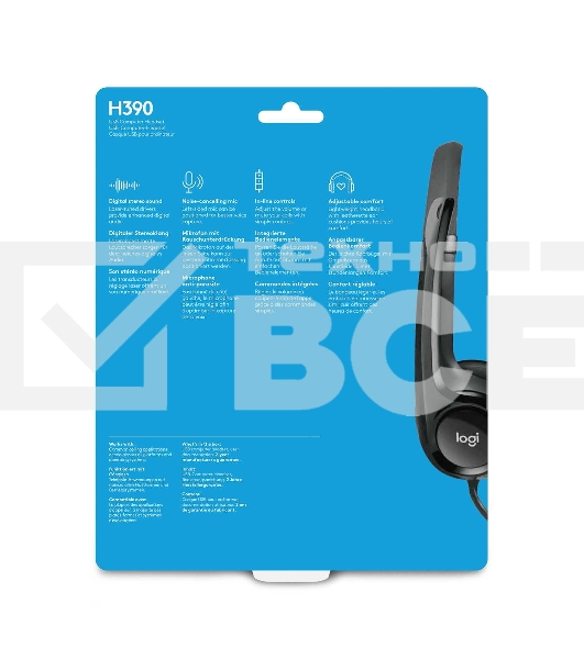 Гарнитура Logitech Headset Logitech H390 USB черный
